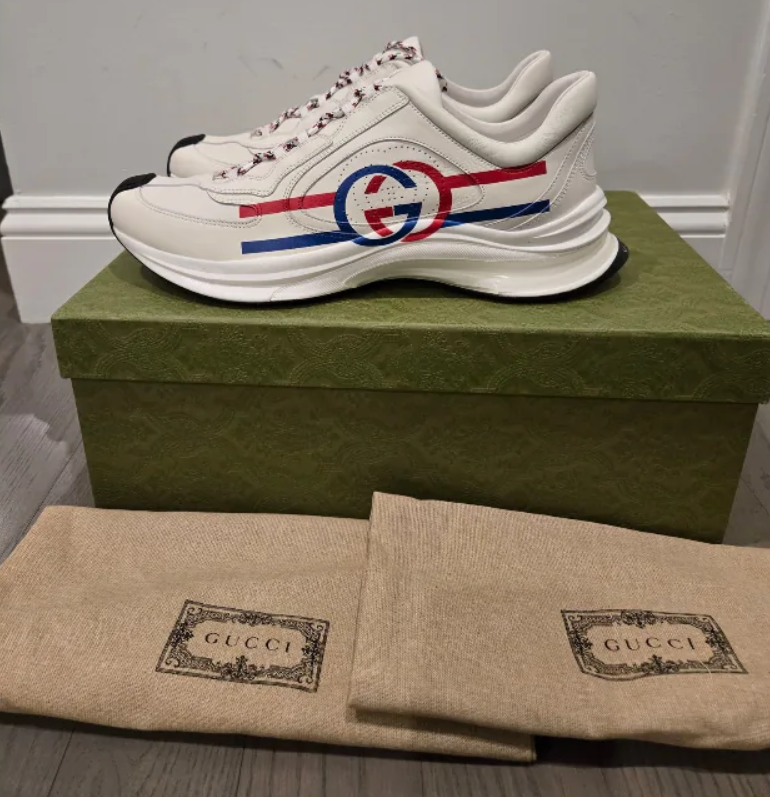 Original White Gucci Leather Trainers